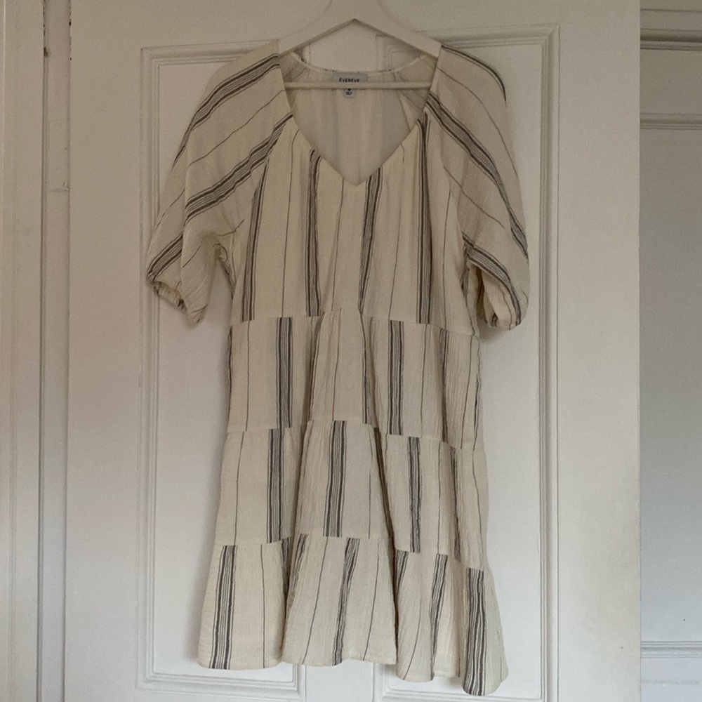 Striped Cream and Black Dress